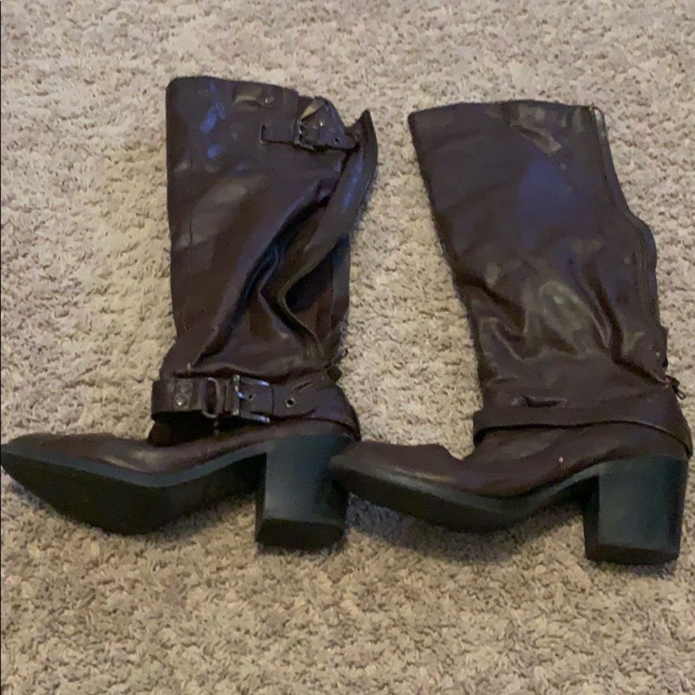 Brown mid-calf boots